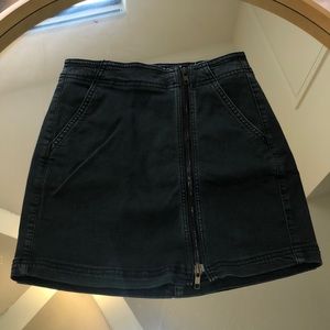 Black zip up mini skirt